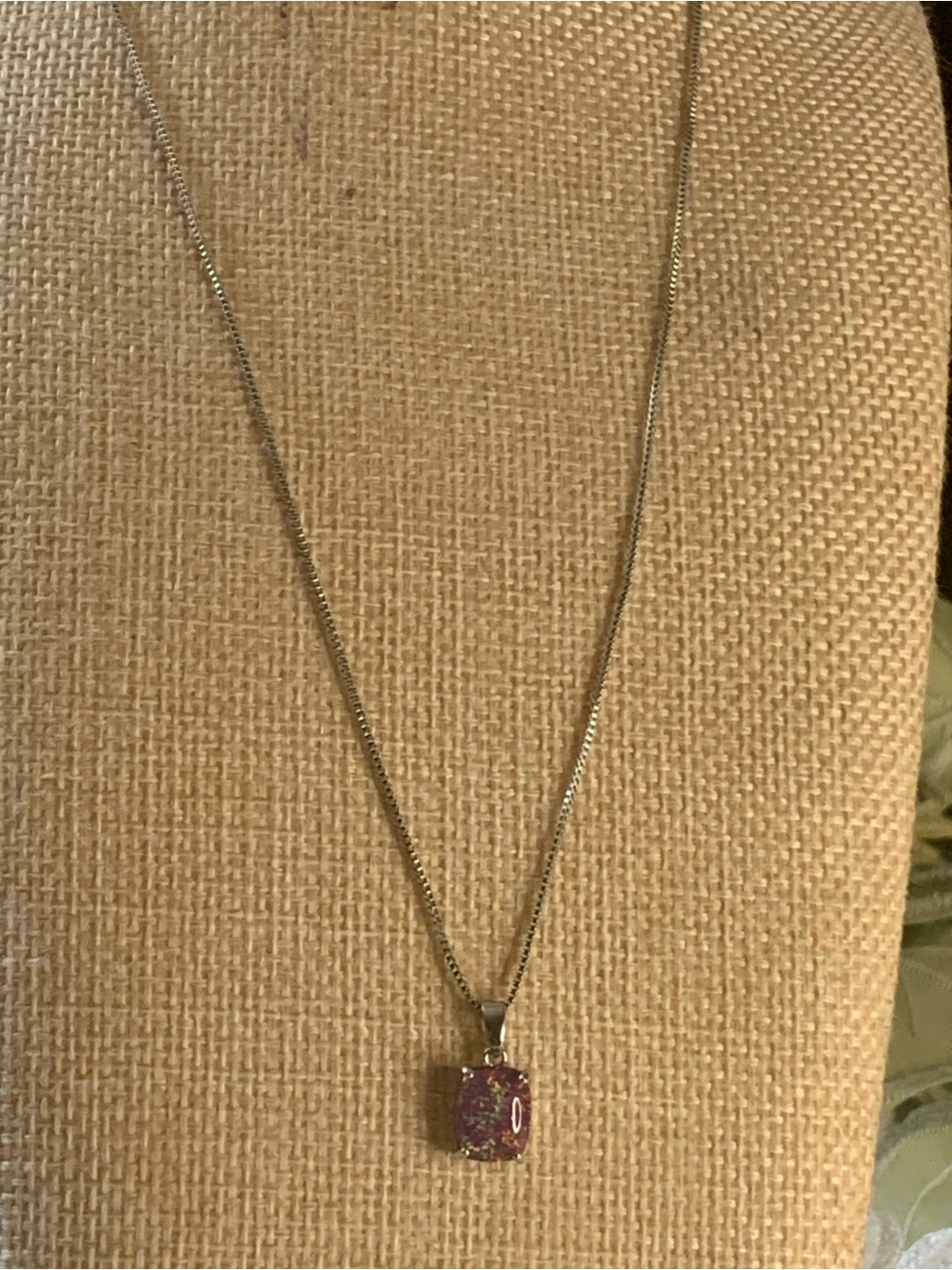 Silver Necklace with Lab Created Lavender Opal Pendant - Elegant Women's Jewelry